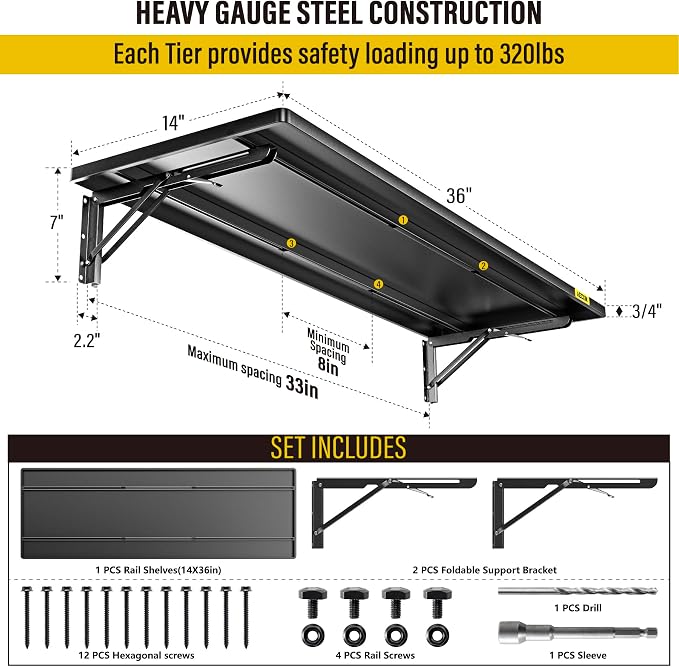 1.2x3ft Adjustable Rail Type Folding Storage Rack Shelf, Suitable - Image 2