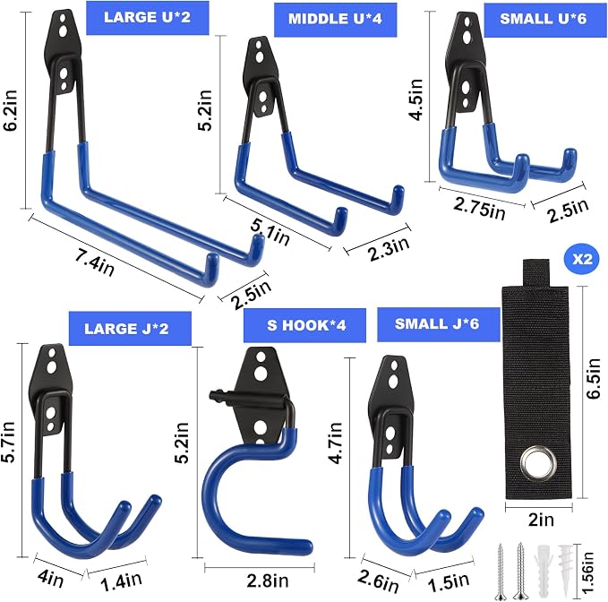 Garage Hook Heavy Duty Wall Storage Hangers, 26 Pack Garage Storage Hooks Steel - Image 2