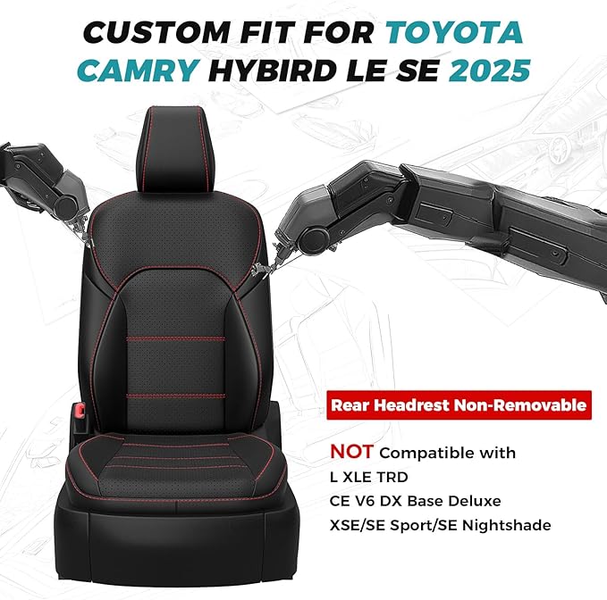 for Toyota Camry Seat Covers LE SE 2025 - Image 2