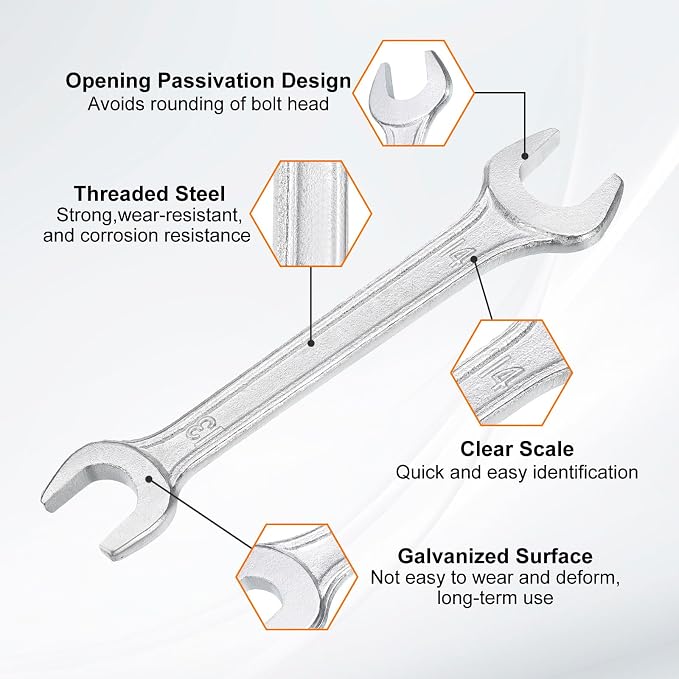 HARFINGTON Double Open End Wrench 13mm x 14mm Metric 15 Degree Offset Angle - Image 4