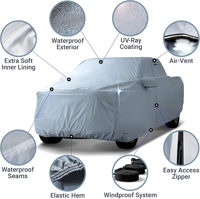 iCarCover Fits 2011-2024 Crew Cab, 5.6 ft Short Bed RAM 1500 Truck Cover - Image 4