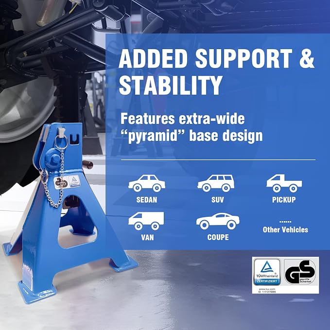 Car Jack Stands 3 Ton with Double Locking and Large Foot Base - Image 6