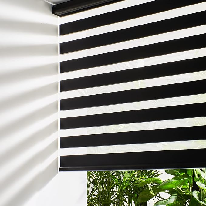 Persilux Cordless Zebra Blinds for Windows Free-Stop Dual Layer Roller Windows by PersiluxHome