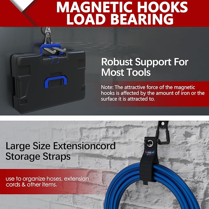 3-H Heavy Duty Magnet Garage Hooks 2 Pack, Extra Large Strong Magnetic Hooks - Image 5