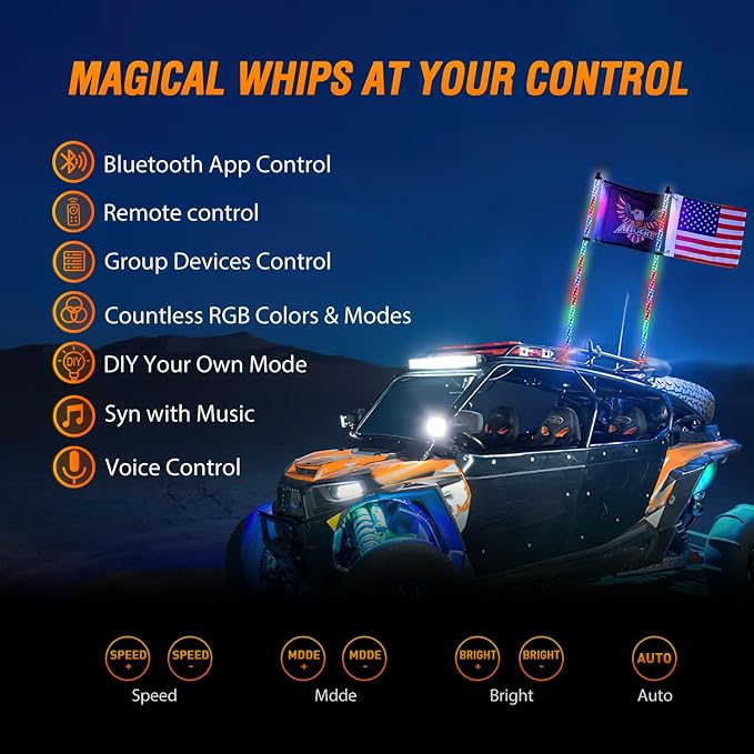 Nilight 2PCS 5FT RGB LED Whip Light - Image 2