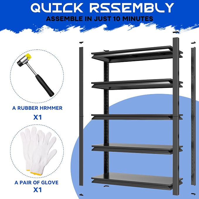 71.2"H Garage Shelving Heavy Duty Rack, 3000 LBS Extra Large Capacity 5 Tier - Image 4