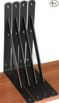 4 Pack L10 x H 8" Black Heavy Duty Shelf Brackets by MHMYDZ