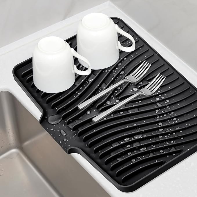 Silicone Dish Drying Mat for Kitchen Counter, Dish Drying Pad, Non-Slip Drain by TIKNIKHomeOutdoor