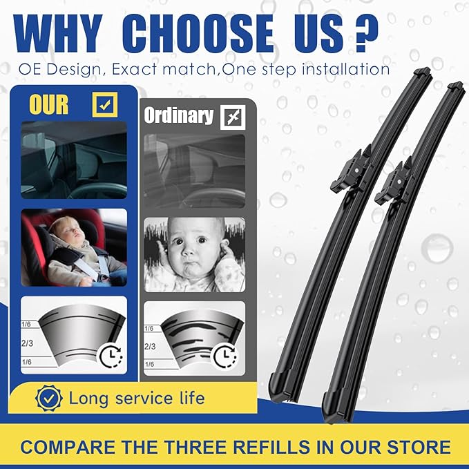 Wipers Factory Replacement For Ford Edge 2015-2024, Escape 2013-2019, Focus - Image 2