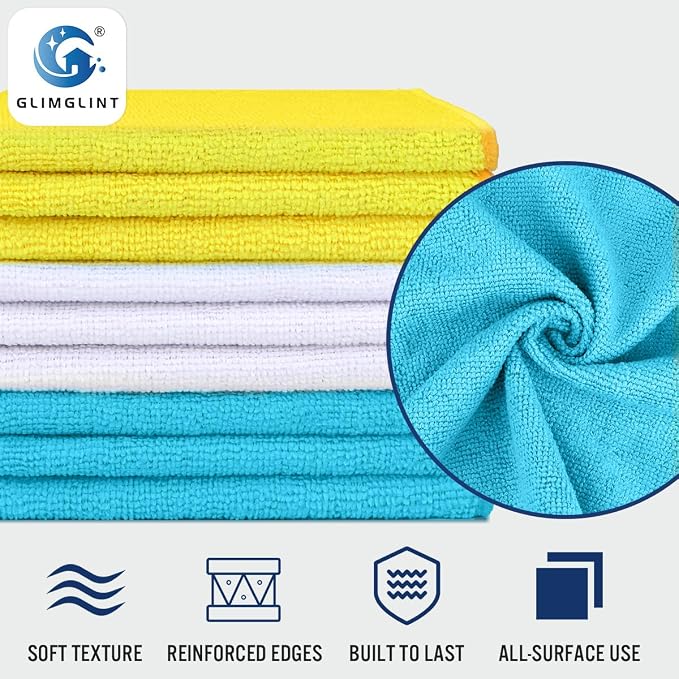 GLIMGLINT Microfiber Cleaning Cloth, 150 Pack Cleaning Rags, Cleaning Towels - Image 3