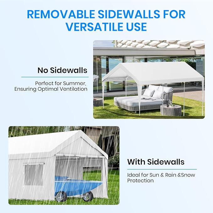 Carport 10x20 FT Heavy Duty, Outdoor Portable Garage - Image 6