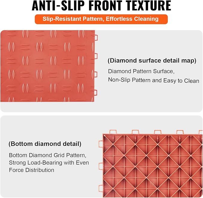 VEVOR Interlocking Garage Floor Covering Tiles, 50 Pack, Double-Sided Texture - Image 4
