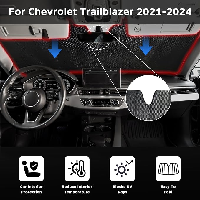 Windshield Sun Shade for Chevrolet Chevy Trailblazer 2021-2024 - Image 2