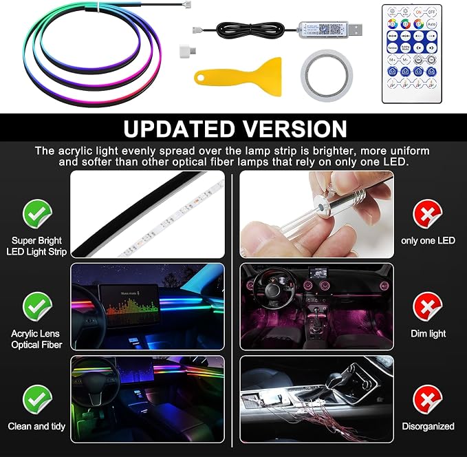 Dreamcolor Acrylic Interior Car LED Strip Light - Image 4