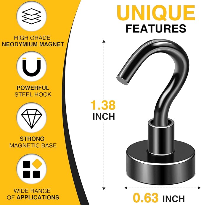 DIYMAG Magnetic Hooks, 30Lbs Facilitate Hook Neodymium Magnet Hooks - Image 2