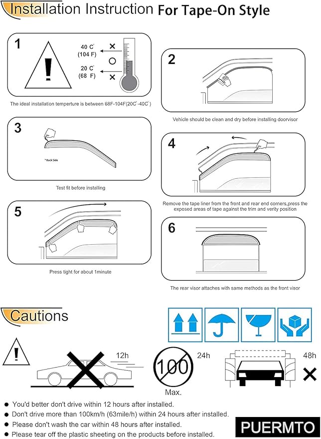 Side Window Wind Deflector, Window Visor fit - Image 7