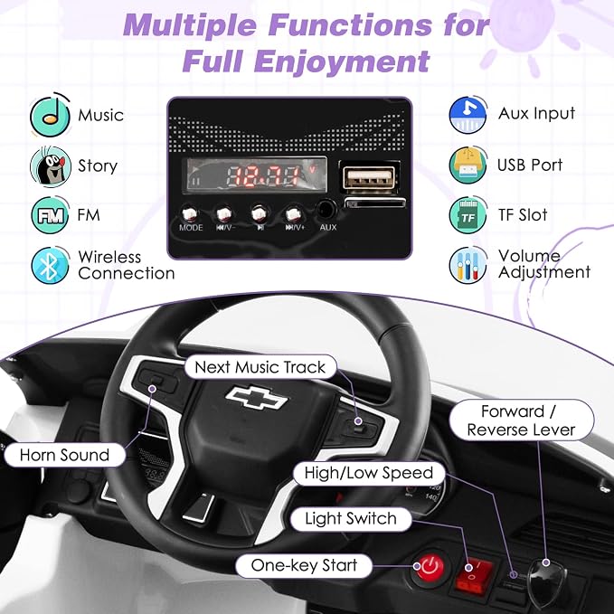 Costzon Ride on Car, 12V Licensed Chevrolet Tahoe Battery Powered Electric - Image 3