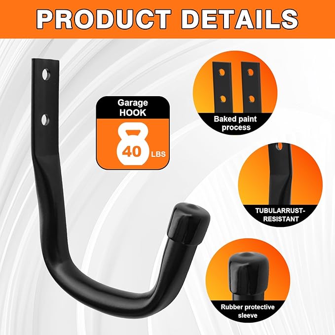 10-Pack Heavy Duty Garage Wall Hooks – Utility J Hooks - Image 4