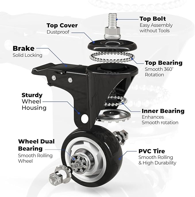 HOMEDANT House 5-Tier Metal Rolling Cart Shelf Rack Casters Heavy Duty Wheel - Image 17