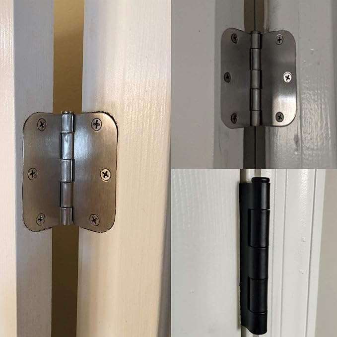 Rounded Door Hinges 3-1/2" x 3.5 inch, 5/8 Radius, Matte Black 3 ½ Inch 6 Pack - Image 6