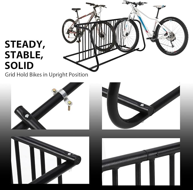 Commercial Floor Bike Rack Stand-10 Bike Rack, Dual Slot Size and Dual-Side - Image 4