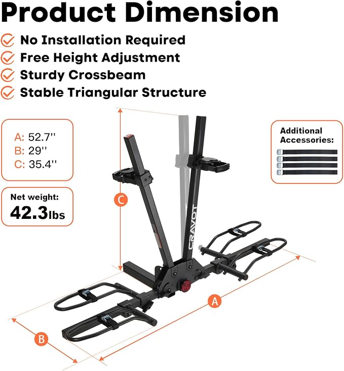 MagRack F2 Bike Rack, 200 lbs Electric Bike No Installation Bike Carrier - Image 3