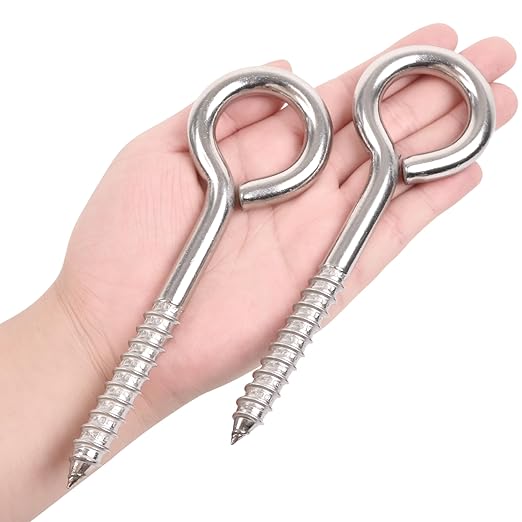 2Pcs 6 Inch Heavy Duty Screw Eyes Hooks, 304 Stainless Steel Self Tapping - Image 2