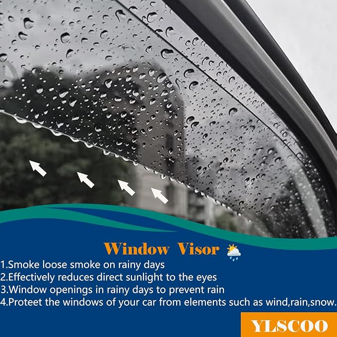 Window Visors Rain Guards fits 2011-2016 Elantra Sedan, Out-Channel Window Wind - Image 3