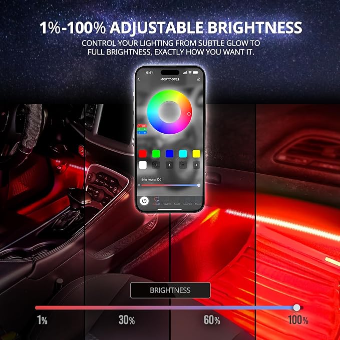 OPT7 Aura DreamColor Interior Light Strips, Underdash Ambient Lighting Universal - Image 7