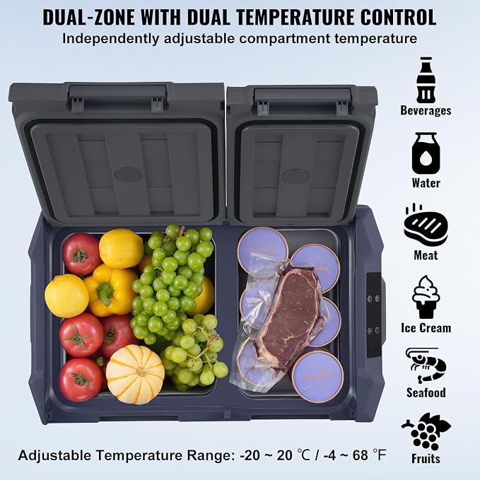 VEVOR NLS45, 12 Volt Car Refrigerator Fridge, 32 L Dual Zone Portable Freezer - Image 3