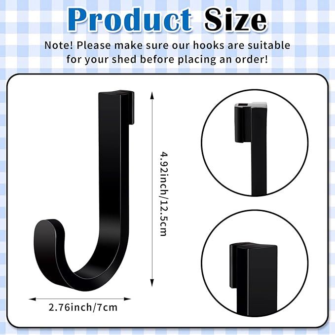 4 Pack Black J Shed Storage Hooks Storage Hooks Compatible - Image 2