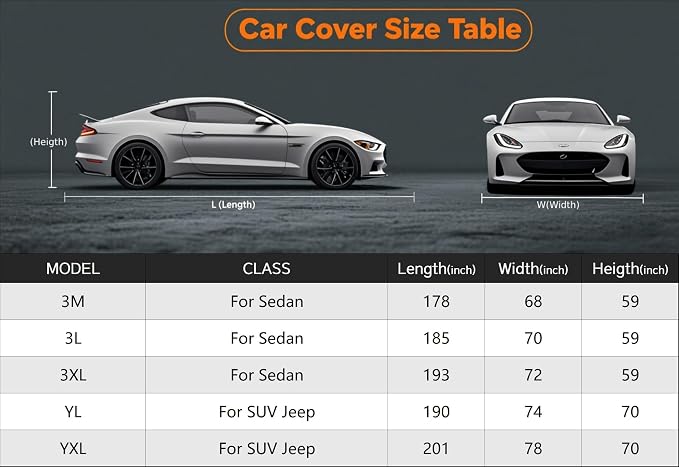 Kayme Heavy Duty Car Cover Waterproof All Weather, Full Exterior Covers Sun - Image 4