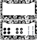 【2Pcs】 White Hibiscus Hawaii License Plate Frames Round Hole Personalise by Omw2fyb