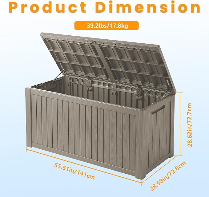 200 Gallon Resin Deck Box, Waterproof Outdoor Storage Bin - Image 2