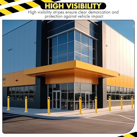 4 Pack Safety Bollard Post, 42 Inch Height 4.5 Inch Diameter Yellow Pipe Safety - Image 5
