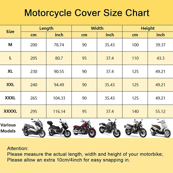 Motorbike Cover Waterproof Outdoor, Motorcycle Scooter Moped Rain Dust Cover - Image 2