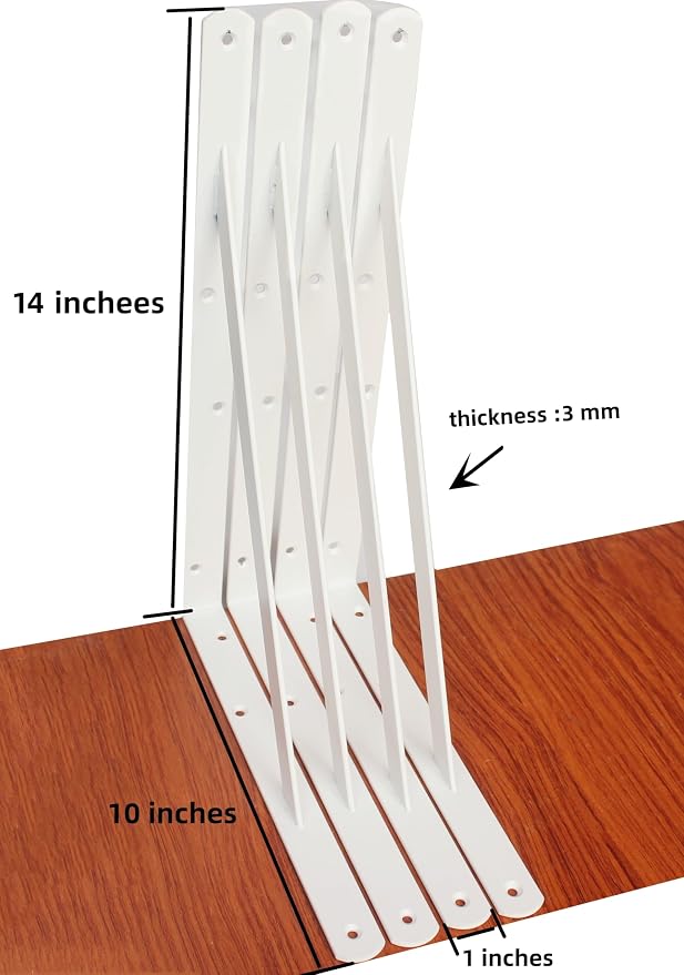 12 Pack L14 x H 10" White Heavy Duty Shelf Brackets - Image 2