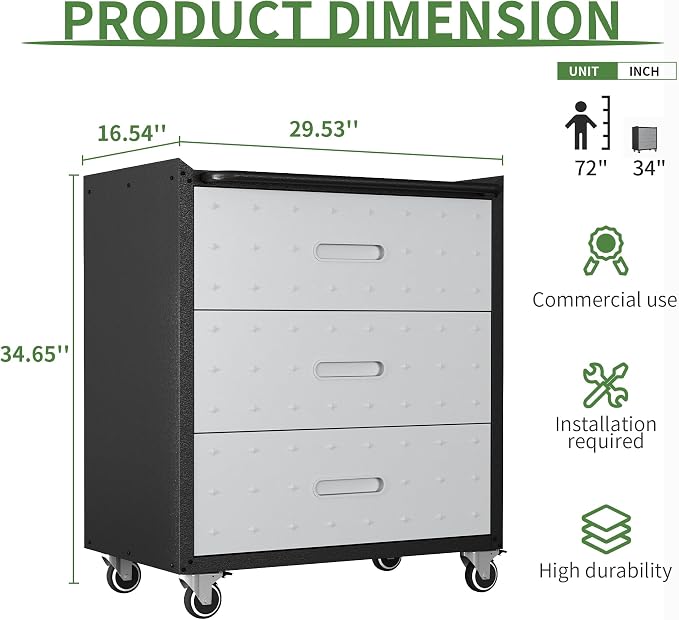Metal Tool Cabinet, Garage Storage Cabinet System, Wall Cabinet & Locking - Image 4