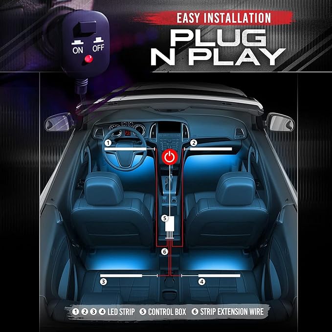 OPT7 Aura Double Row Car LED Lights Interior 6pc - Image 4