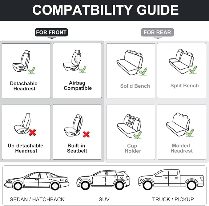 Car Seat Covers Full Set, Front and Rear Seat Covers - Image 7