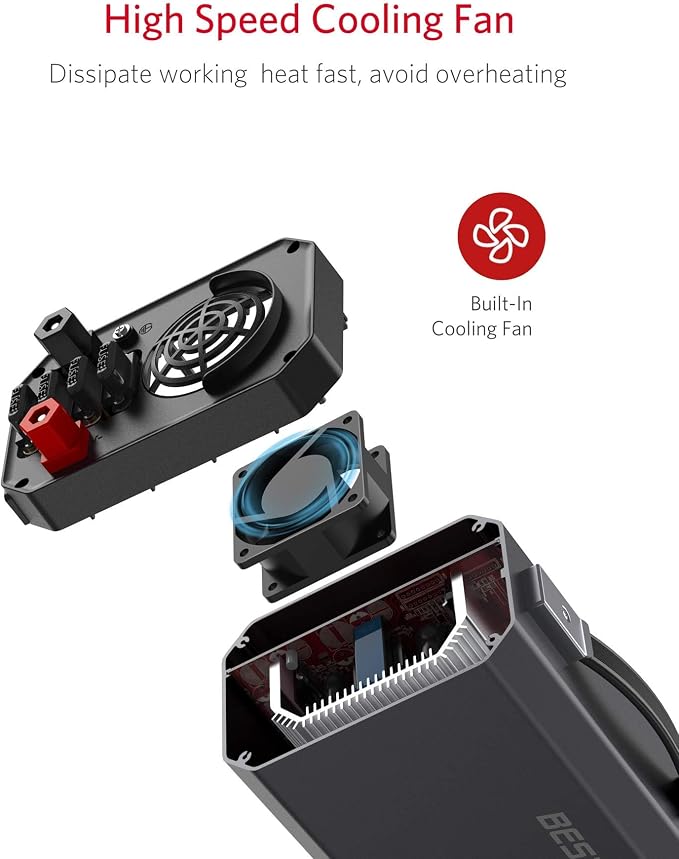 BESTEK Pure Sine Wave Power Inverter - 1000W Car Inverter DC 12V to 110V AC - - Image 8