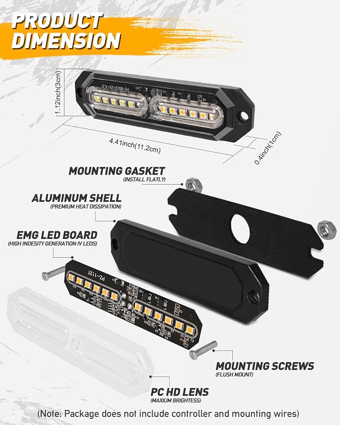 HLauto 1200T Emergency Strobe Grille Lights: 8pcs 12 LED Sync Feature Safety - Image 7