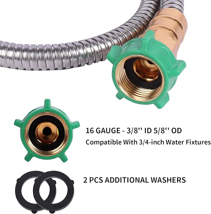 Metal Short Garden Hose 10 Ft 12 Ft, Flexible Stainless Steel Garden Hose 10 - Image 3