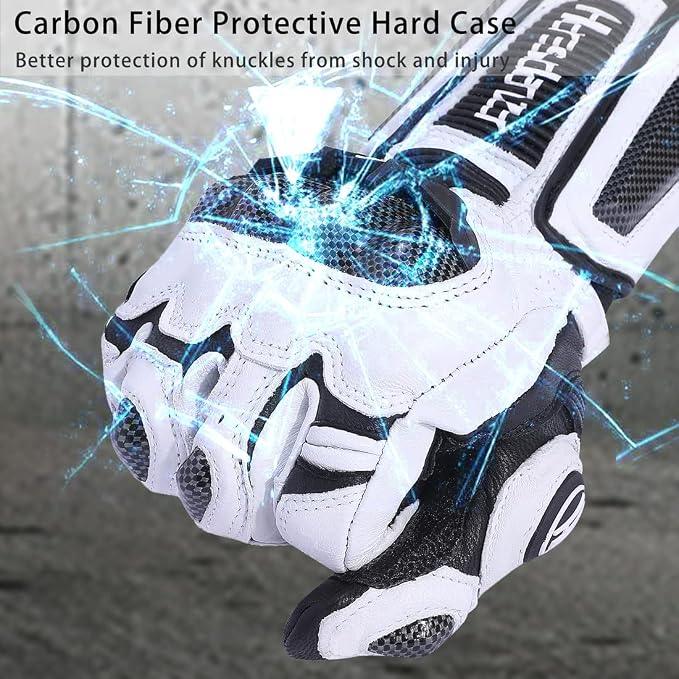Harssidanzar Leather Motorcycle Gloves - Image 3
