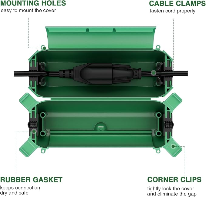 Flemoon Outdoor Extension Cord Safety Cover, IP44 Waterproof Connection - Image 3