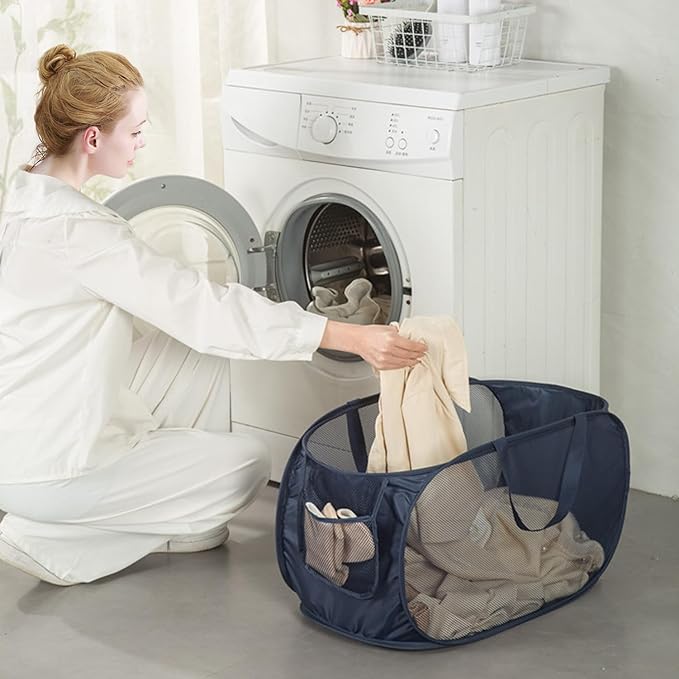 HONOMA Sturdy Mesh Laundry Hamper Basket Bag, Pop up Basket - Image 2