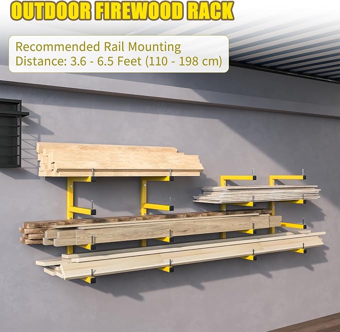 2-Pack Lumber Storage Rack, Wood Storage Racks Wall Mount, Heavy Duty Garage - Image 7