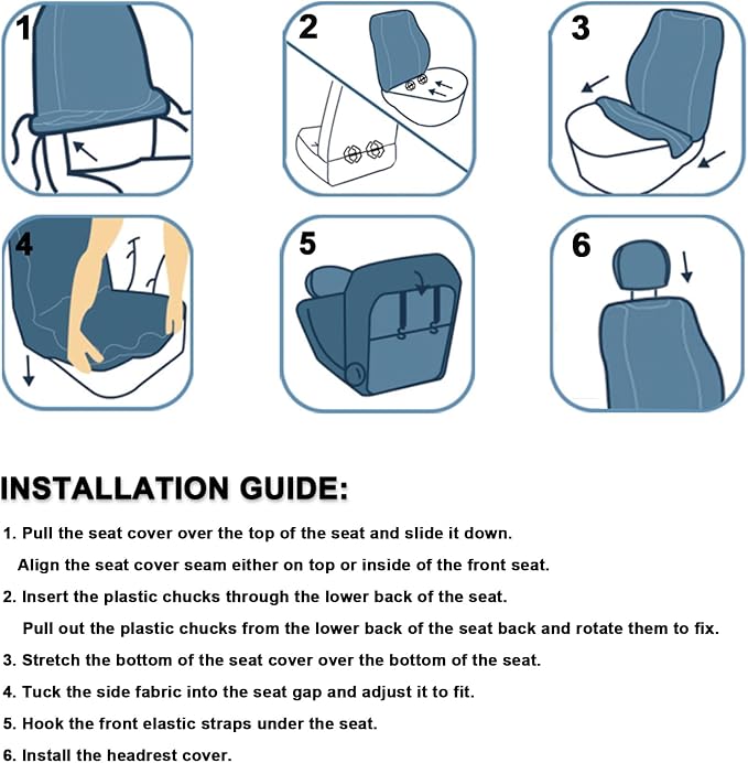 GIANT PANDA Fit Chevy Silverado 1500 2500 3500 Front Car Seat Cover, 3D Air - Image 8