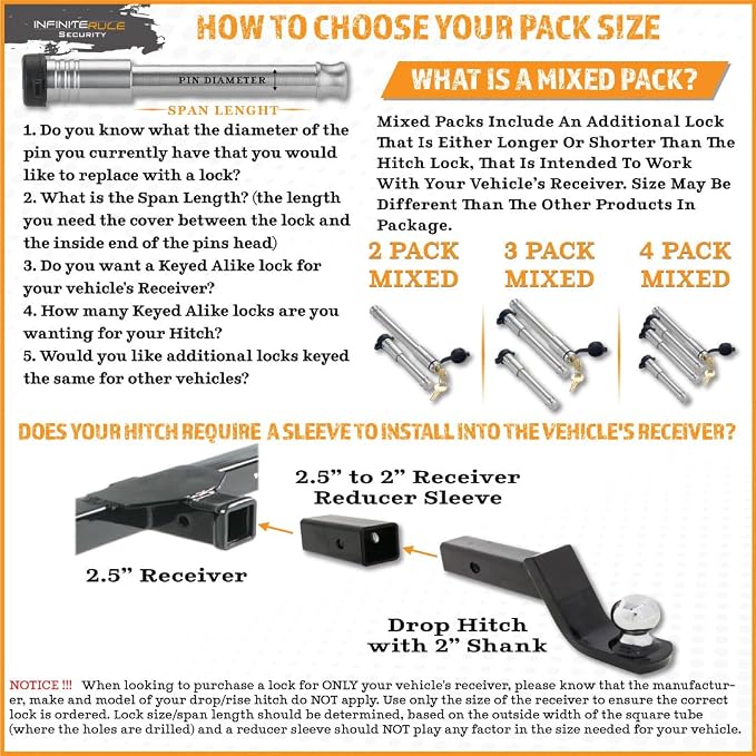 61450 | 2 Pack, Keyed Alike, Receiver Locks - Image 4