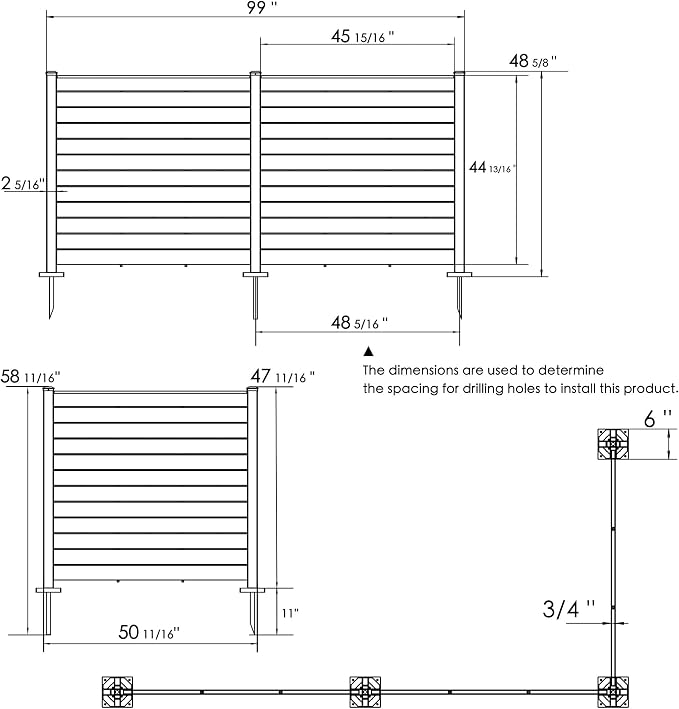 Kozyard 50" W x 48" H Outdoor Privacy Screens Aluminum Post, Air Conditioner - Image 7